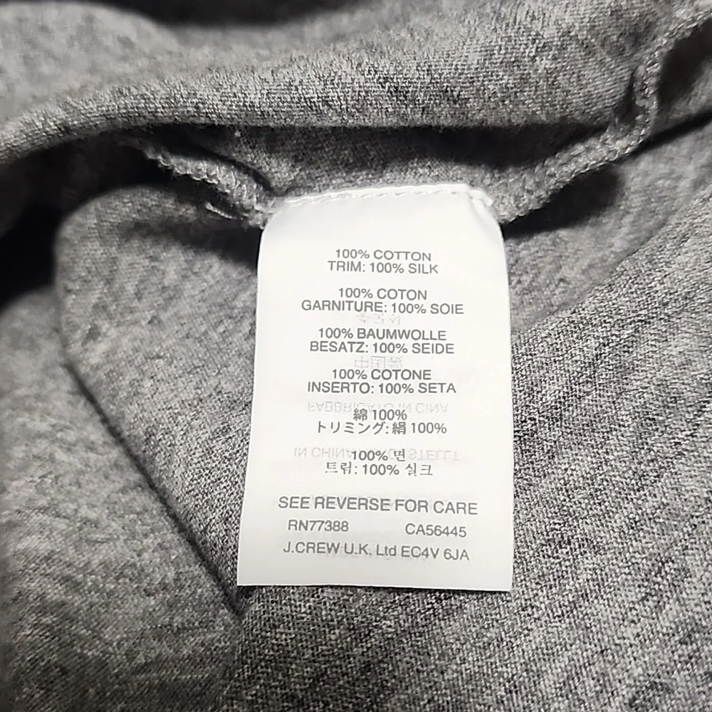 J CREW Gray Tee S Black Bow Applique Silk Trim Heather Grey Top Holiday 2014